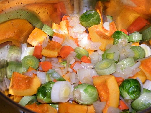 Frying vegetables