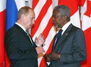 Vladimir Putin with Kofi Annan