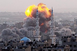 Gaza explosion with mosque / Image source: thetimes.co.uk