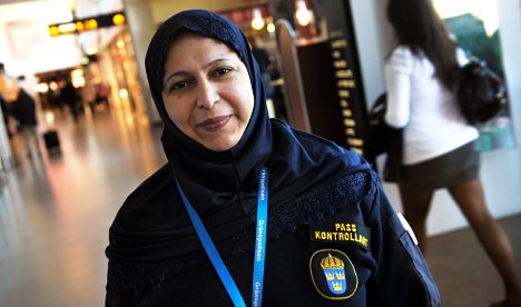 In neighbouring Sweden, police and passport officers like Masooma Yaqub have had the right to wear a hijab with their uniform since 2006 (Photo: Fredrik Sanderg/Scanpix).