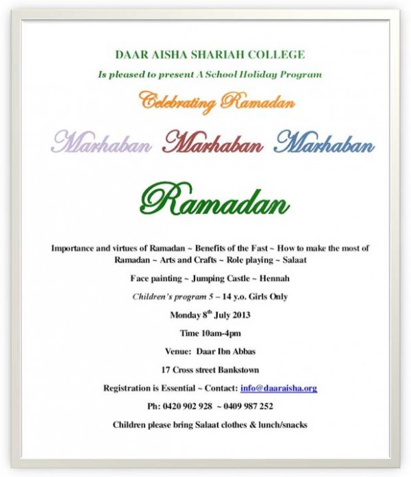 School holiday program - Celebrating Ramadan