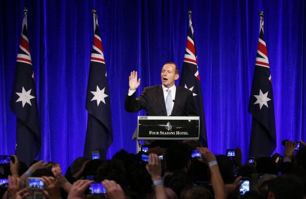 Abbott claims victory in Australia's federal election during an election night function in Sydney