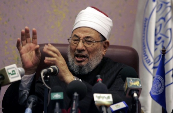 Egyptian-born cleric Sheikh Yussef al-Qaradawi talks during a news conference in Algiers