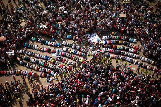 Prayers at a protest in Tahrir Square.