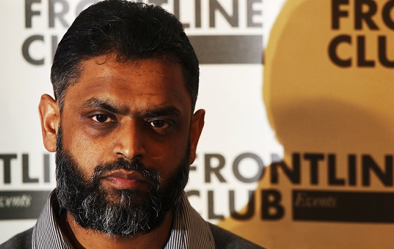 Former Guantanamo detainee Moazzam Begg attends a news conference at the Frontline Club in London