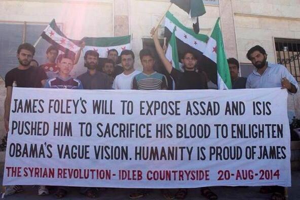 The Kafranbel residents show their thanks to James Foley's attempts to 'expose Assad and ISIS'. / Source: http://www.ibtimes.co.uk/