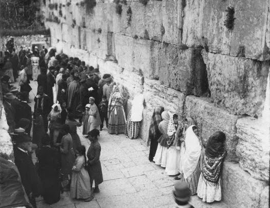 Jews at the western or wailing wall circa 1900.