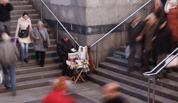 A street vendor waits for customers in Istanbul