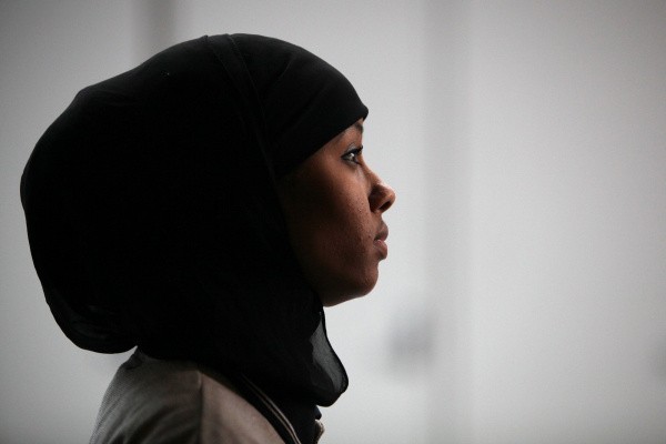(SOMALI_COLUMBUS7_CLH) Ismahan Isse, makes her rounds as a security guard at the Columbus Convention Center,  Monday, June 6, 2011. She dreams of becoming a Columbus police officer.  (Dispatch Photo by Courtney Hergesheimer)