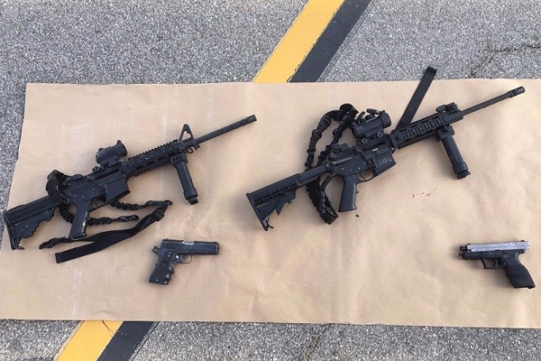 Some of the weapons said to be used in the attacks.