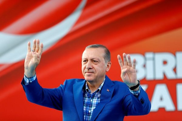 Turkey's President Tayyip Erdogan greets people at the United Solidarity and Brotherhood rally in Gaziantep, Turkey, August 28, 2016. REUTERS/Umit Bektas