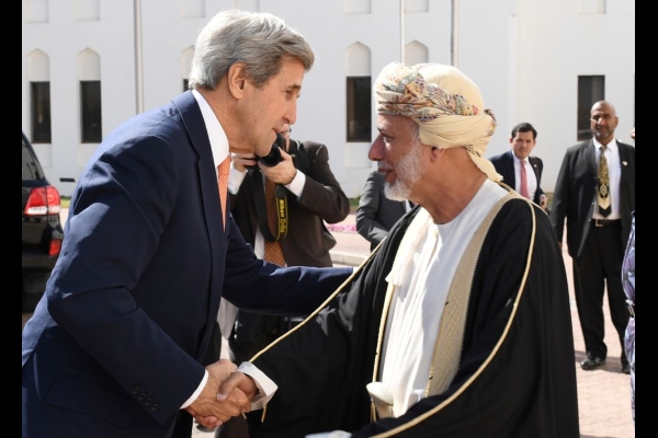 Kerry said he had a "very constructive discussion" with Yusuf bin Alawi, the minister responsible for foreign affairs, before also talking about the desperate situation in neighboring Yemen with Oman's Sultan Qaboos bin Said.